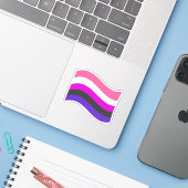 Sticker Drapeau ondoyant de fierté genderfluid (Ordinateur portable avec iPhone)
