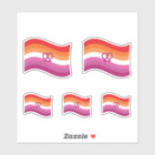 Sticker Drapeau ondoyant de la fierté de l'amour lesbien a (Feuille)