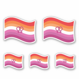 Sticker Drapeau ondoyant de la fierté de l'amour lesbien a