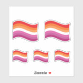 Sticker Drapeau ondoyant de la fierté lesbienne du coucher (Feuille)