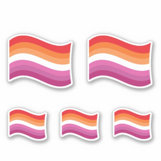 Sticker Drapeau ondoyant de la fierté lesbienne du coucher (Devant)