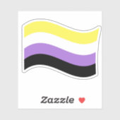 Sticker Drapeau ondulant non binaire (Feuille)