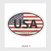 Sticker Drapeau ovale de l'Amérique États-Unis code de pay (Feuille)