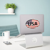 Sticker Drapeau ovale de l'Amérique États-Unis code de pay (Ordinateur portable sur le bureau)