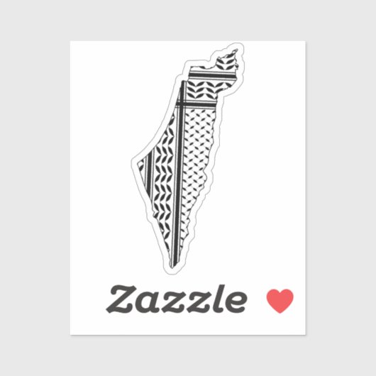 Sticker Drapeau palestinien et carte avec Motif Keffiyeg (Feuille)