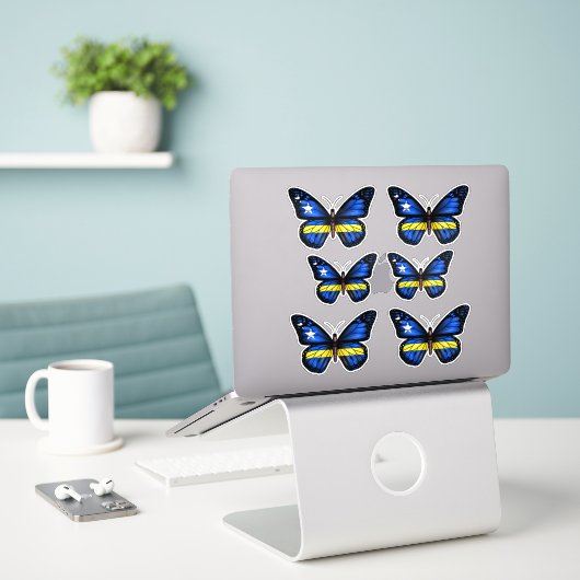 Sticker Drapeau Papillon de Curaçao (Ordinateur portable sur le bureau)