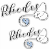 Sticker Drapeau Rhodes En Coeur, Grèce (Devant)