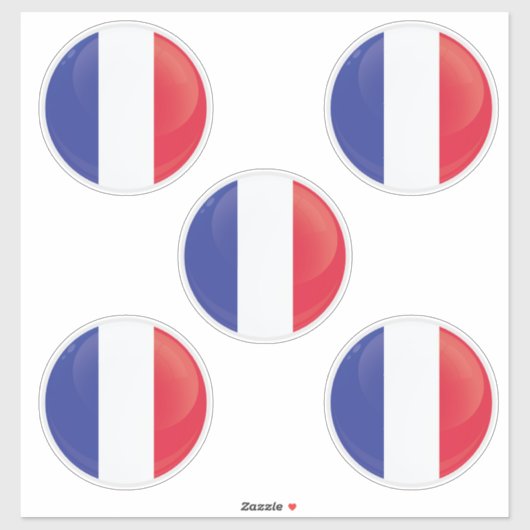 Sticker Drapeau rond de la France (Feuille)
