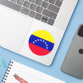Sticker Drapeau rond vénézuélien (Ordinateur portable avec iPhone)