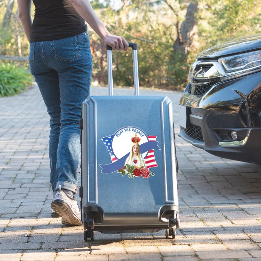 Sticker Drapeau Rose Vierge Religieuse (Valise Insitu)