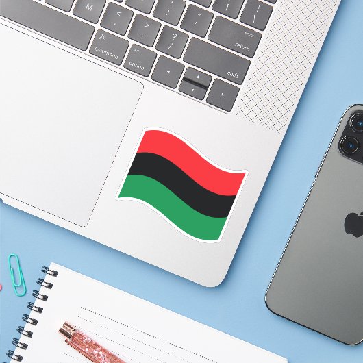 Sticker Drapeau rouge, noir et vert (Ordinateur portable avec iPhone)