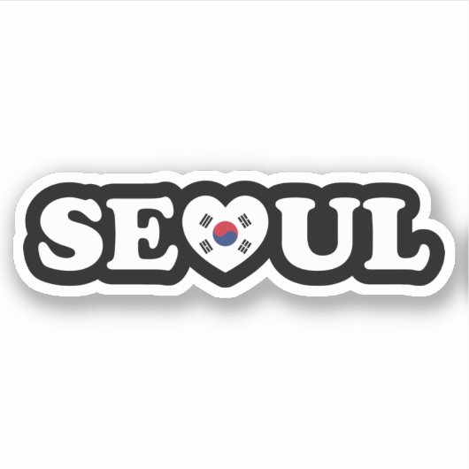 Sticker Drapeau Seoul Love Heart Taegeukgi (Devant)