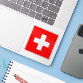 Sticker Drapeau suisse (Ordinateur portable avec iPhone)