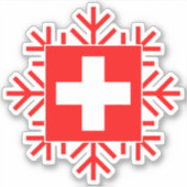 Sticker Drapeau suisse et flocon de neige Elegant Ski Holi (Devant)