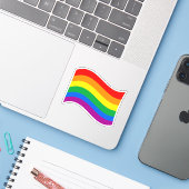 Sticker Drapeau traditionnel LGBTQ+ Pride (Ordinateur portable avec iPhone)