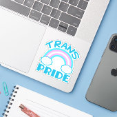 Sticker Drapeau transgenre Trans Pride Arc-en-ciel (Ordinateur portable avec iPhone)
