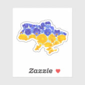 Sticker Drapeau Ukrainien À La Texture Florale (Feuille)