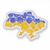 Sticker Drapeau Ukrainien À La Texture Florale (Devant)