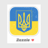 Sticker Drapeau Ukrainien Avec Armoiries (Feuille)