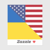 Sticker Drapeau ukrainien | Demi-Ukraine USA (Feuille)