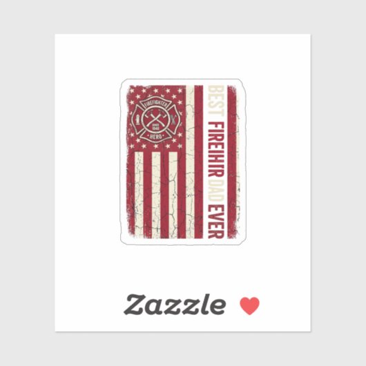 Sticker Drapeau vertical vintage Papa pompier (Feuille)