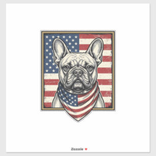 Sticker Drapeau vintage patriotique Bouledogue français