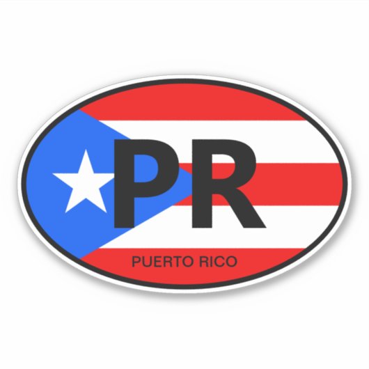 Sticker Drapeau vinyle Oval Porto Rico pour voiture & plus (Devant)