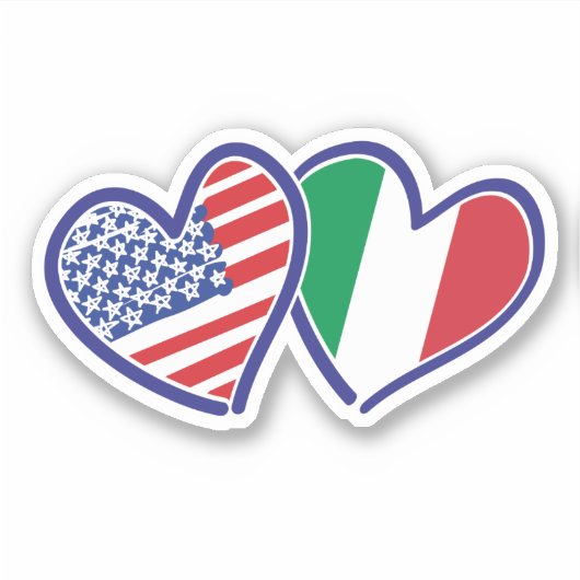 Sticker Drapeaux cardiaques italiens américains (Devant)