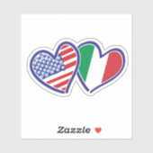 Sticker Drapeaux cardiaques italiens américains (Feuille)