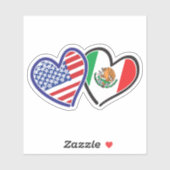 Sticker Drapeaux cardiaques mexicains américains (Feuille)