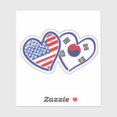Sticker Drapeaux coréens de coeur (Feuille)
