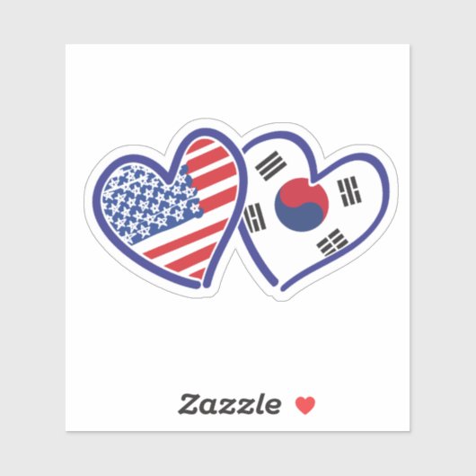 Sticker Drapeaux coréens de coeur (Feuille)