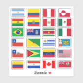 Sticker Drapeaux d'Amérique du Sud et du Nord (Feuille)