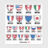 Sticker Drapeaux du Bouclier Mondial (Feuille)