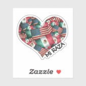 Sticker Drapeaux mexicains/américains Coeur (Feuille)
