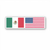 Sticker Drapeaux mexicains et américains côte à côte (Devant)