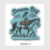 Sticker Dream Big-Cowgirl équitation cheval (Feuille)