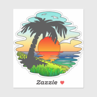 Sticker Dream Tropical Sunset Paradise, Plage Exotique