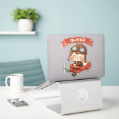 Sticker Dreamy Baby Aviator en avion rouge (Ordinateur portable sur le bureau)