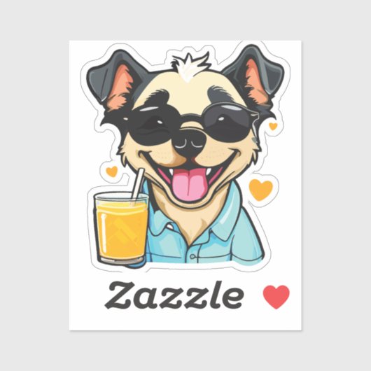 Sticker drink-loving dog (Feuille)