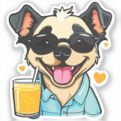 Sticker drink-loving dog (Recto)