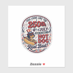 Sticker Drôle 250e 4 juillet Hot Dog Dachshund