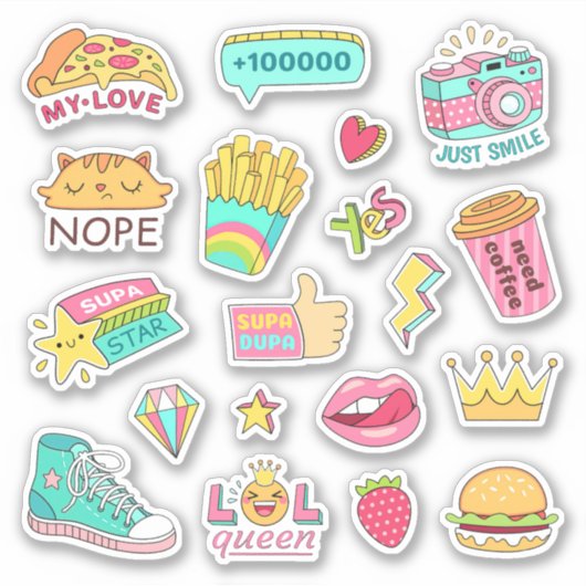 Sticker Drôle Ado Stuff Joli dessin coloré (Devant)