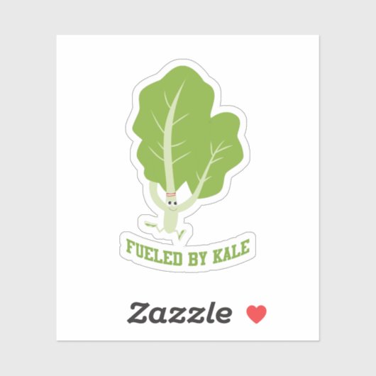 Sticker Drôle alimenté par Kale Running Cartoon Kale (Feuille)