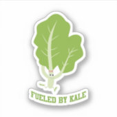 Sticker Drôle alimenté par Kale Running Cartoon Kale (Devant)