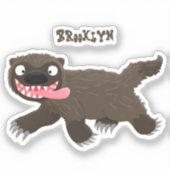 Sticker Drôle animal avide de carcajou (Recto)