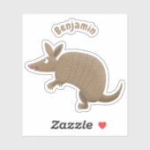 Sticker Drôle armadillo joyeux dessin animé (Feuille)