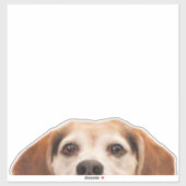 Sticker Drôle Beagle chien demi-visage (Feuille)