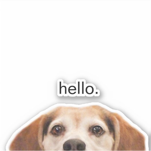 Sticker Drôle Beagle chien demi-visage Bonjour (Devant)