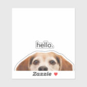Sticker Drôle Beagle chien demi-visage Bonjour (Feuille)